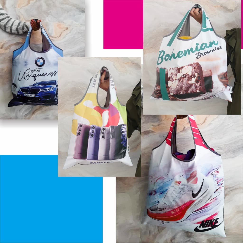 Tas Belanja Lipat Shopping Bag Totebag Lipat Size Small OMEO Custom 1 Sisi