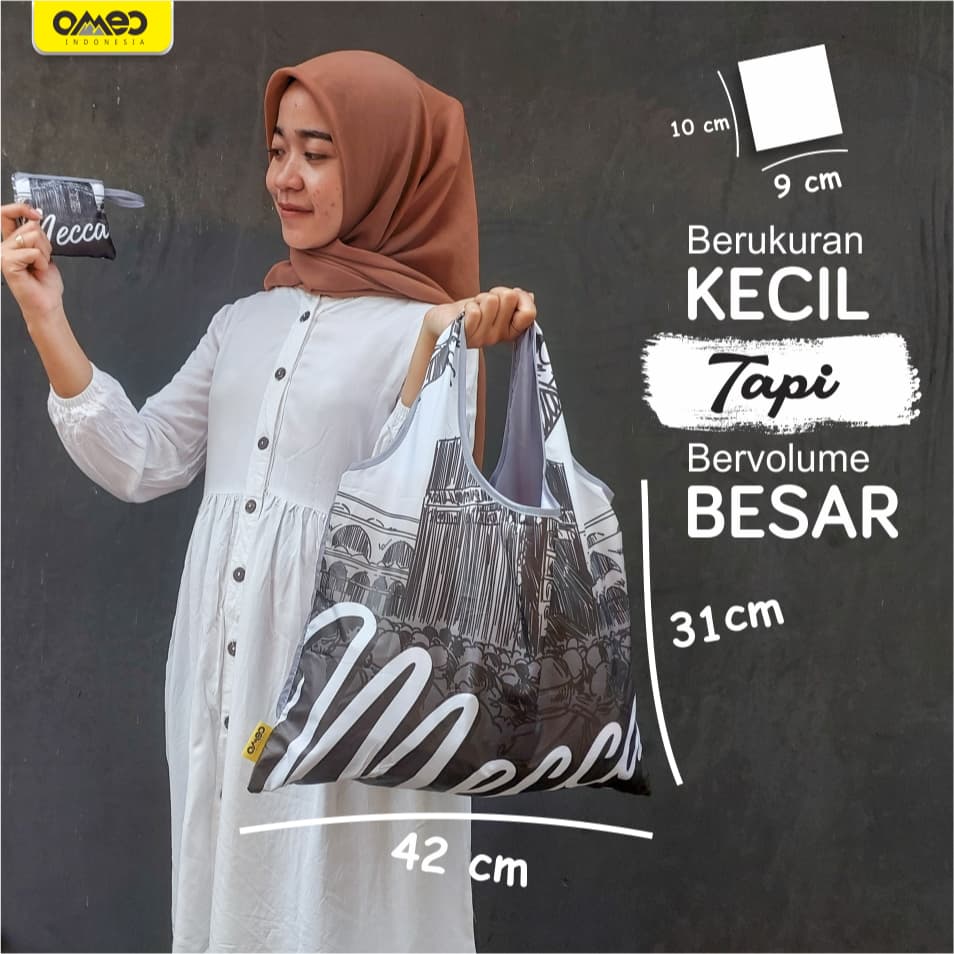 Shopping Bag Tas Belanja Totebag Lipat OMEO Size Medium Custom 2 Sisi