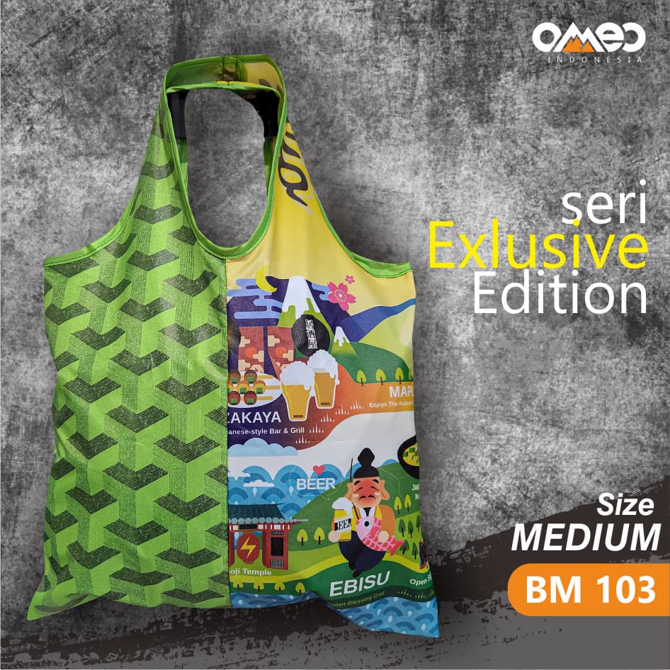 OMEO Tas Belanja Lipat Shopping Bag Jepang Tokyo Size Medium BM 103