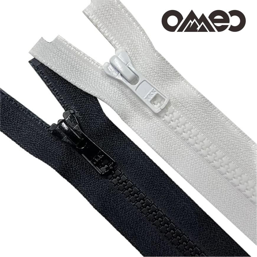 Resleting Zipper AMCO 5  35 cm dan 21 cm Gigi Besi Hitam dan putih OMEO