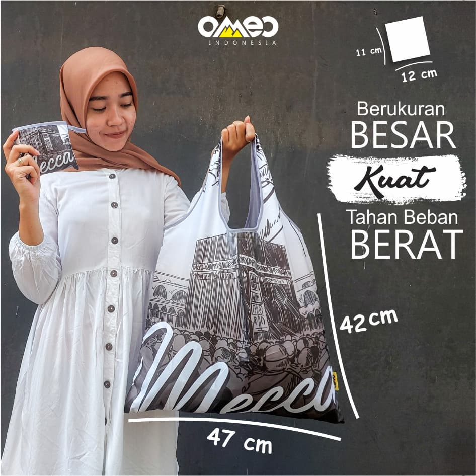 OMEO Tas Belanja  Lipat Shopping Bag Custom Design Size Big Cetak 1 Sisi — tampak lain