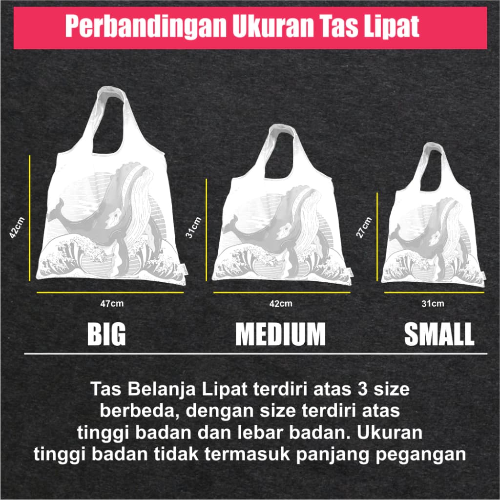 Tas Belanja Lipat Shopping Bag Oleh-Oleh Kondisi Motif Defect (Cacat) Ukuran MEDIUM