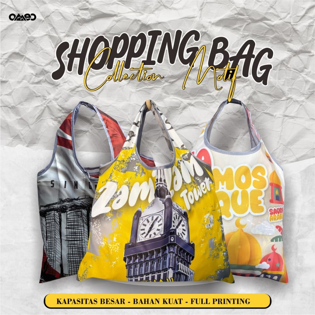 Tas Belanja Lipat Shopping Bag Oleh-Oleh Kondisi Motif Defect (Cacat) Ukuran BIG