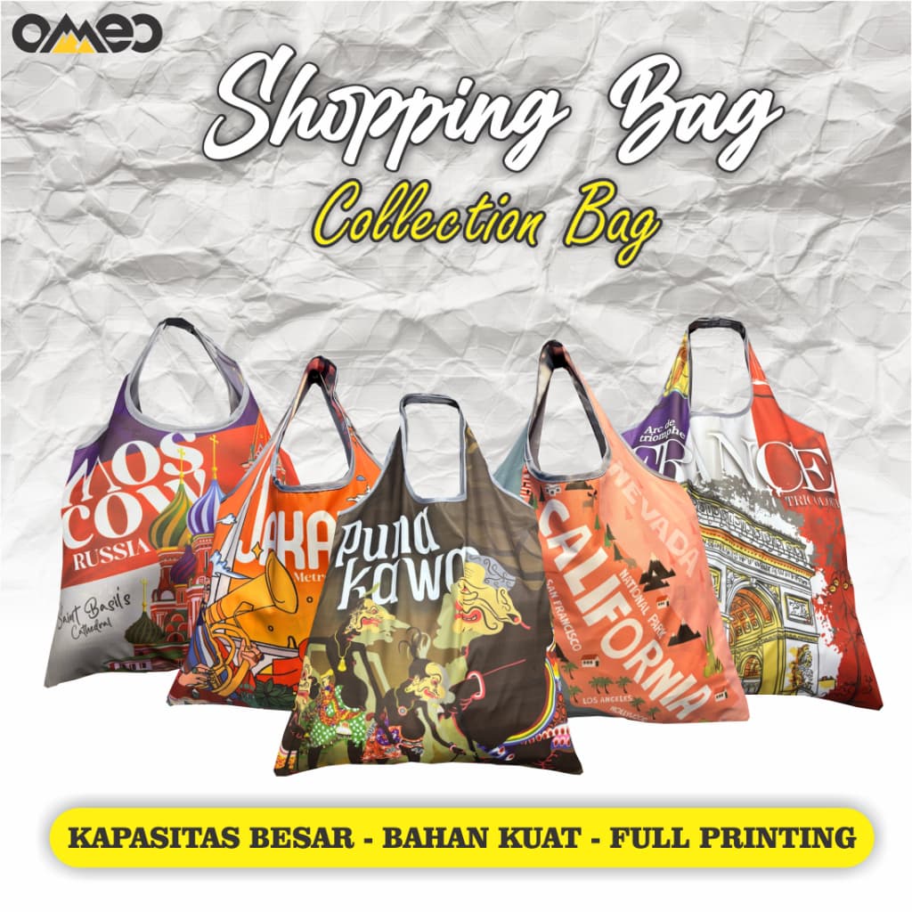 Tas Belanja Lipat Shopping Bag Oleh-Oleh Kondisi Motif Defect (Cacat) Ukuran MEDIUM