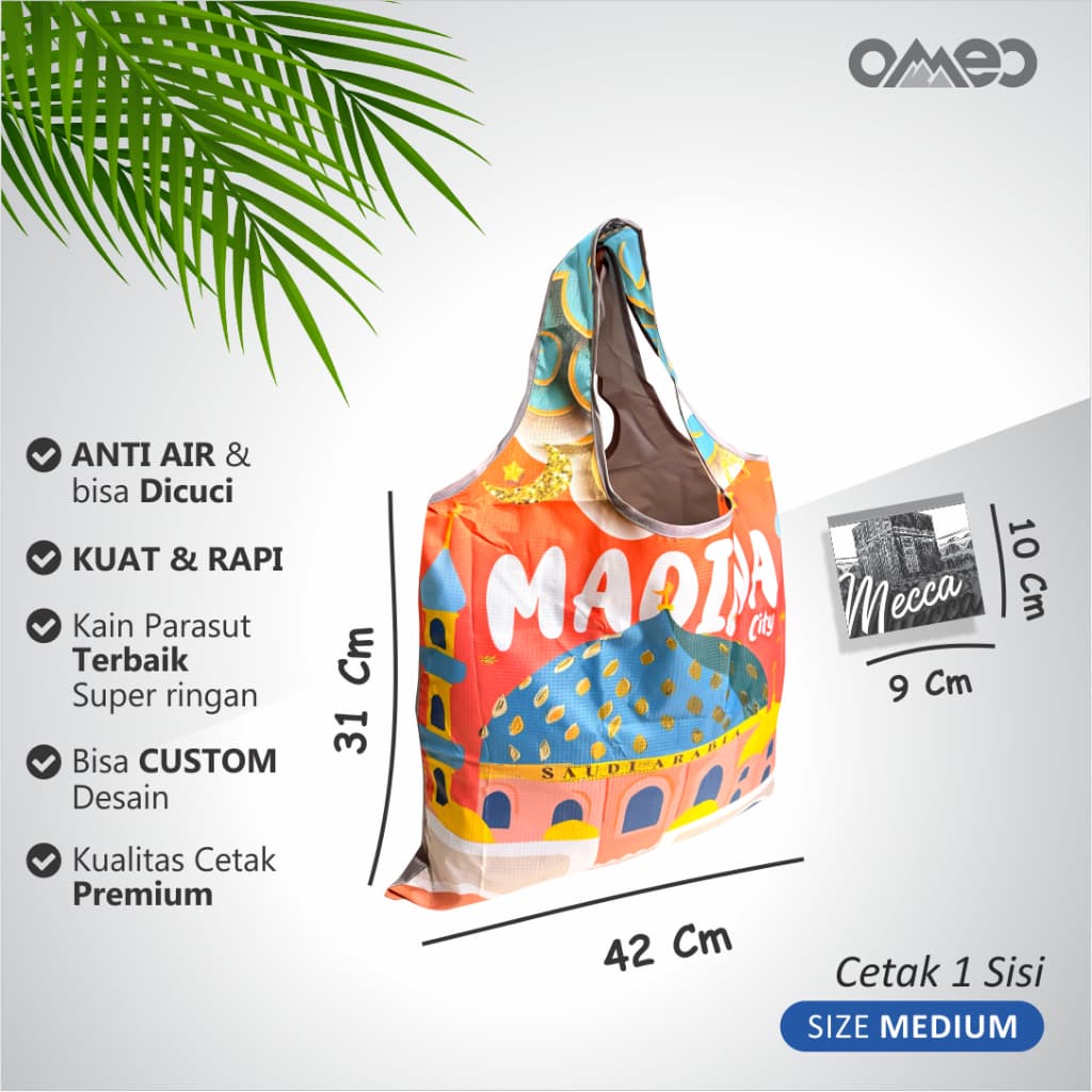 Oleh Oleh HAJI dan UMROH Souvenir Tas Belanja Lipat Size Medium BM 150