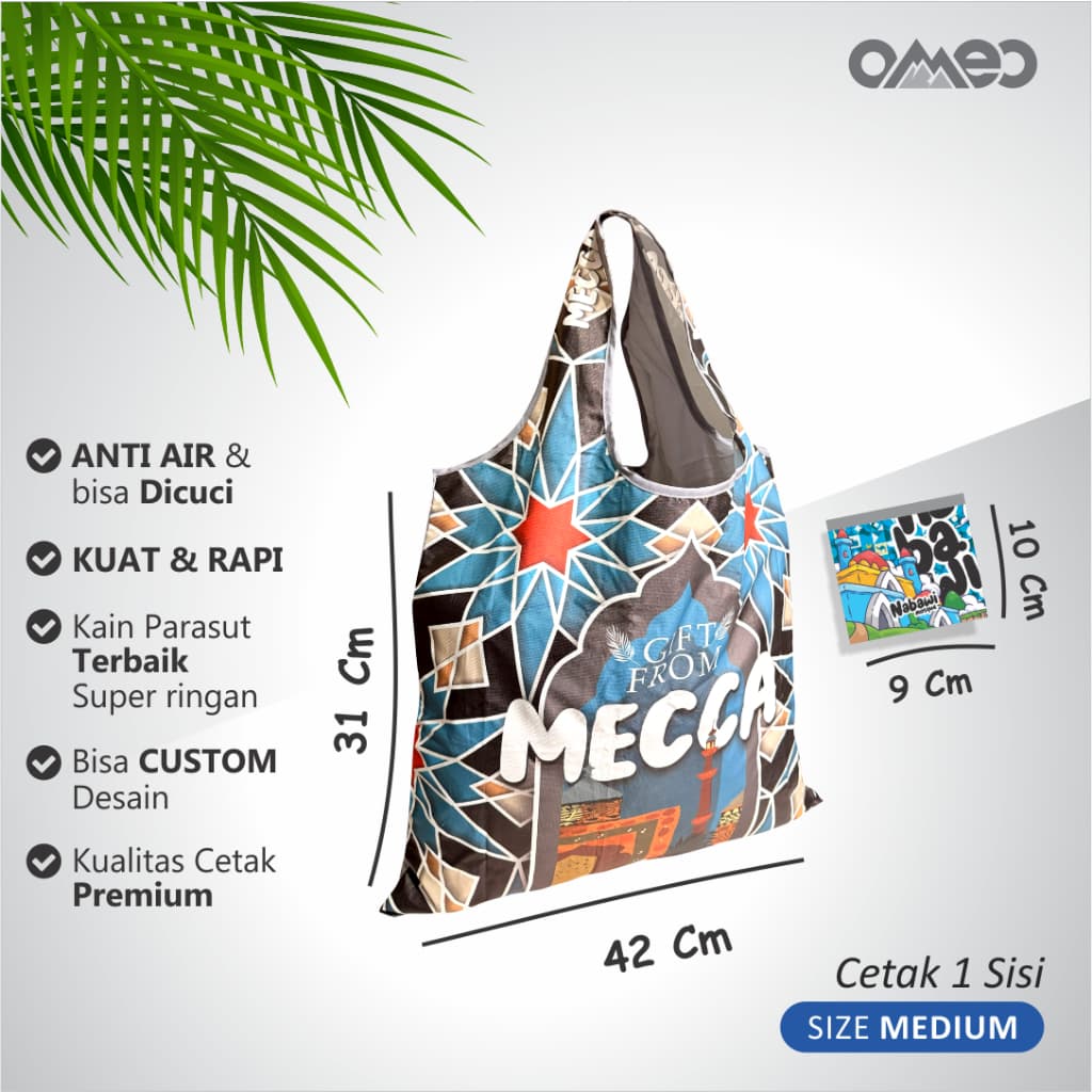 Oleh Oleh HAJI dan UMROH Souvenir Tas Belanja Lipat Size Medium BM 139