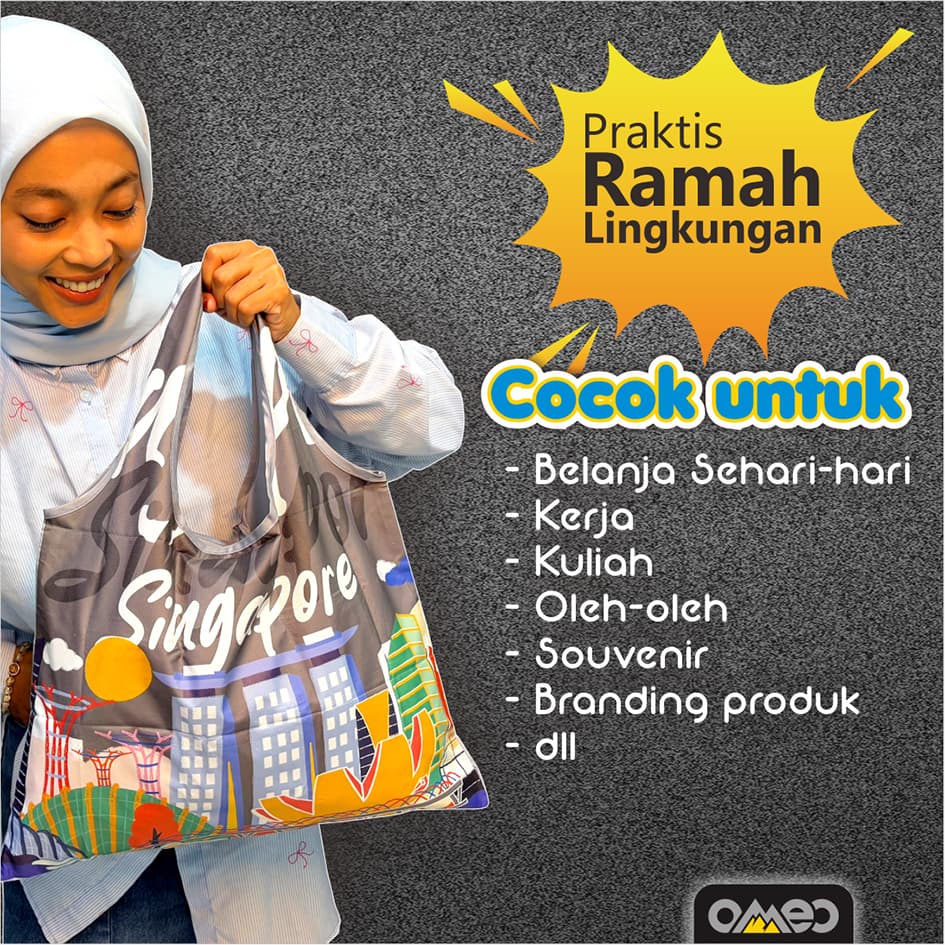 Shopping Bag Tas Belanja Totebag Lipat Medium Limited Edition OMEO SD 4
