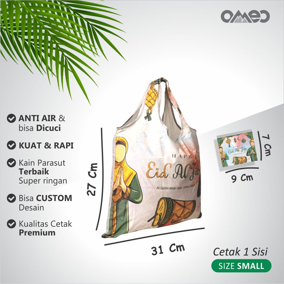 Tas Belanja Lipat / Shopping Bag Full Ptinting EDISI LEBARAN IDUL FITRI size SMALL OMEO SK 104