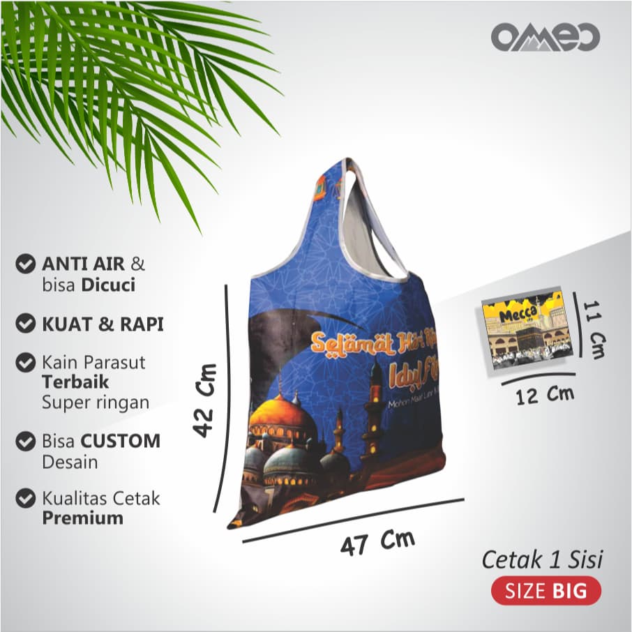 Tas Belanja Lipat / Shopping Bag Full Ptinting EDISI LEBARAN IDUL FITRI Limited Edition size BIG OMEO TB 106