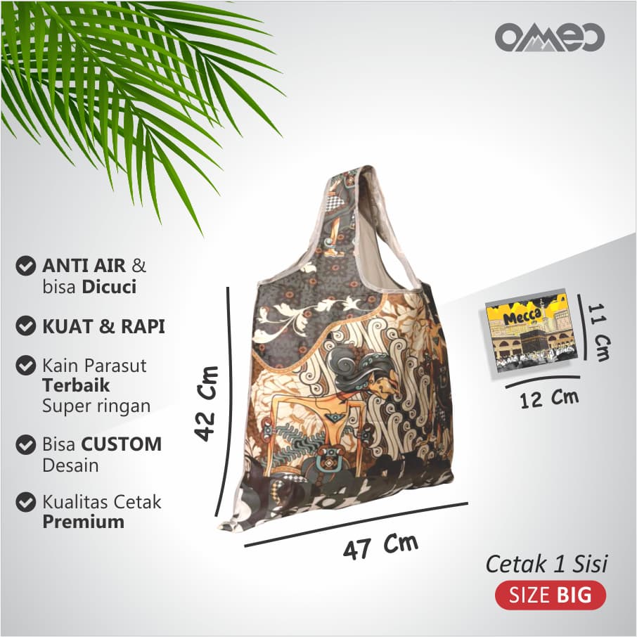 Tas Belanja Lipat / Shopping Bag Full Printing Waterproof Limited Edition size BIG BATIK OMEO TB 143