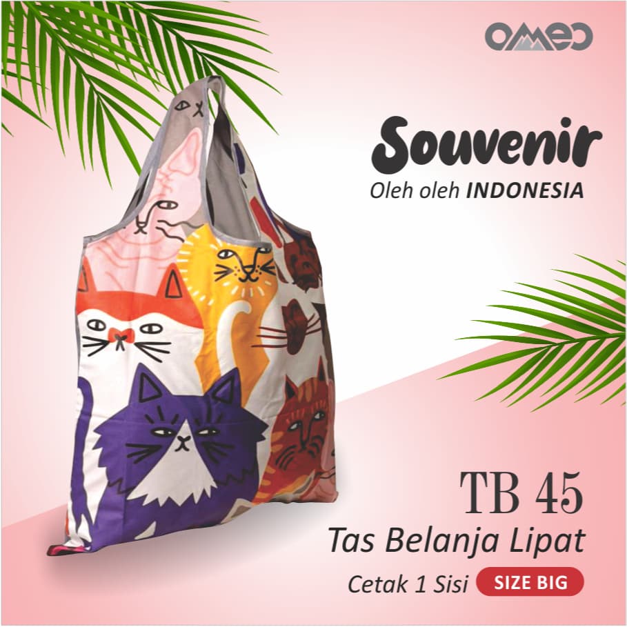 Tas Belanja Lipat / Shopping Bag Full Printing Limited Edition size BIG KUCING OMEO TB  45