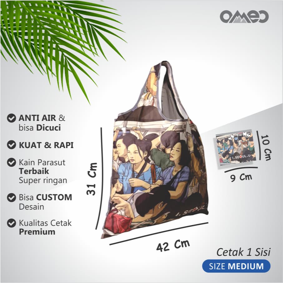 Shopping Bag Tas Belanja Lipat  Totebag Lipat Souvenir Korea Size Medium Limited OMEO BM 94