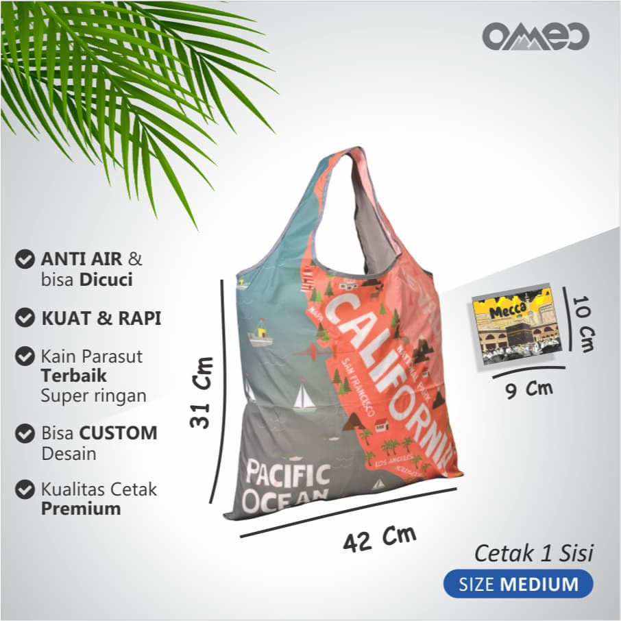 Tas Belanja Lipat Shopping Bag Oleh-oleh California Amerika Size Medium BM 157
