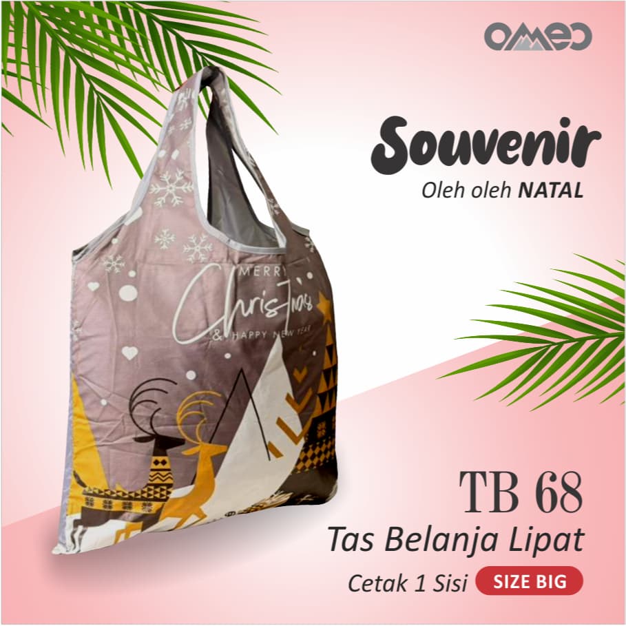 Tas Belanja Lipat / Shopping Bag Full Printing merry christmas Limited Edition size BIG CHRISTMAST OMEO TB 68