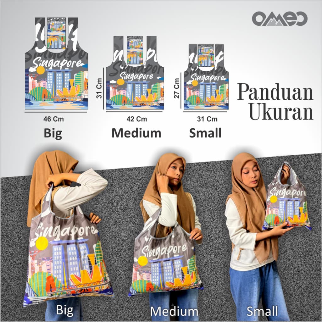Shopping Bag Tas Belanja Lipat Totebag Lipat Size Medium OMEO