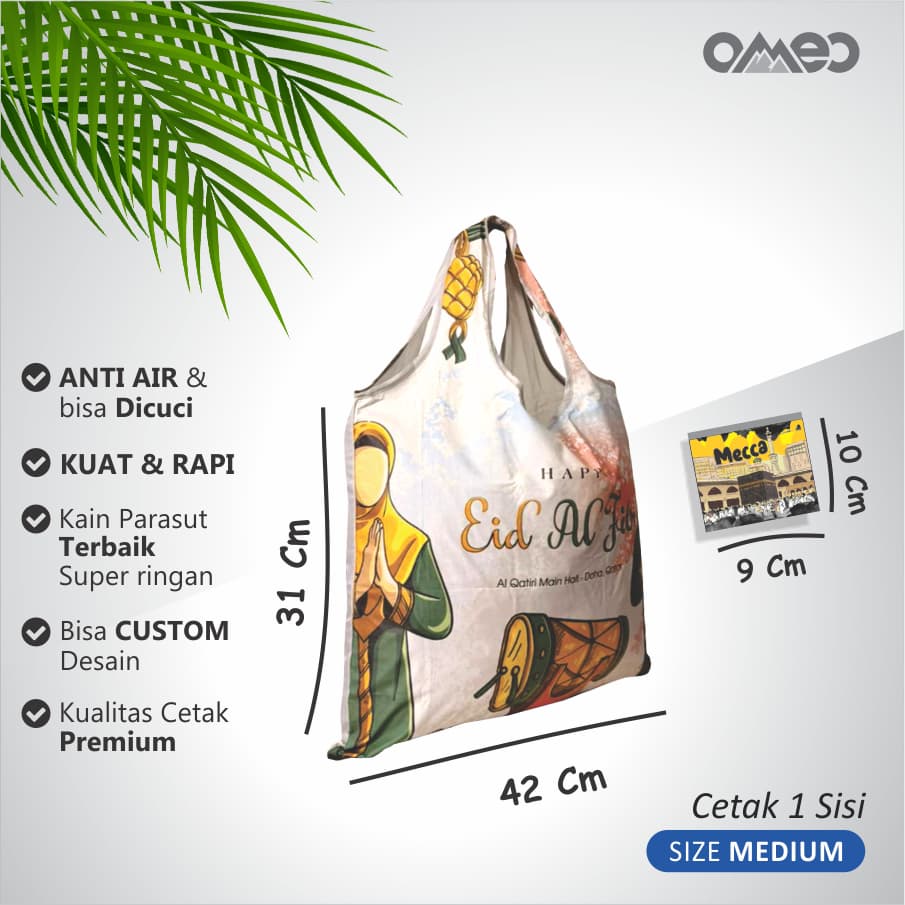 Tas Belanja Lipat / Shopping Bag Full Ptinting EDISI LEBARAN IDUL FITRI size MEDIUM OMEO BM 104