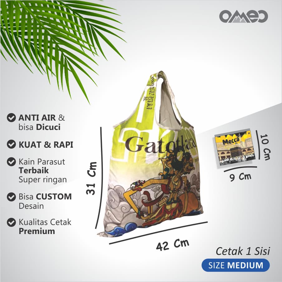 OMEO Tas Belanja Lipat Shopping Bag Motif Wayang Gatotkaca Size Medium BM 12