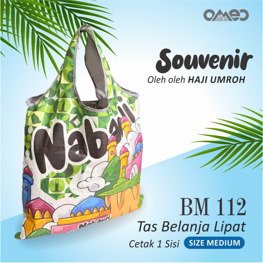 Oleh Oleh HAJI dan UMROH Souvenir Tas Belanja Lipat Size Medium BM 112