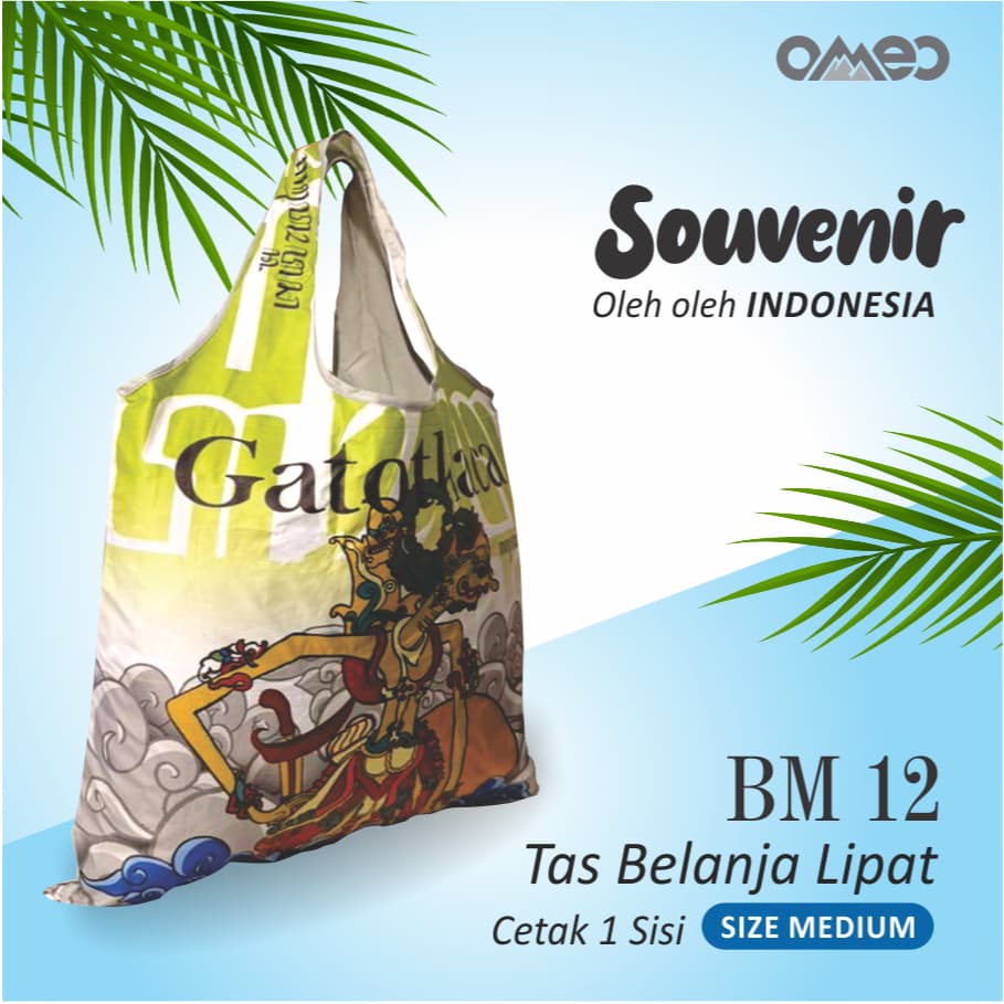 OMEO Tas Belanja Lipat Shopping Bag Motif Wayang Gatotkaca Size Medium BM 12