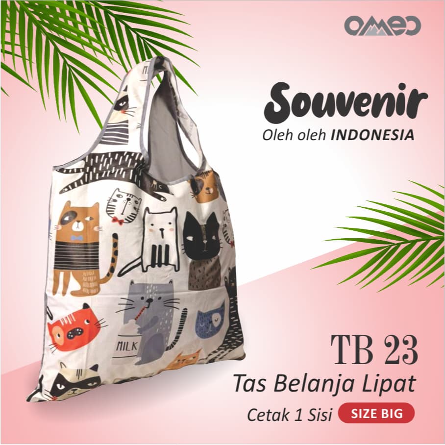 OMEO Tas Belanja Lipat Shopping Bag Motif Kucing Size Big TB 23