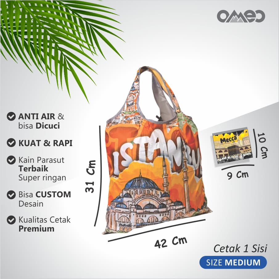 OMEO Tas Belanja Lipat Shopping Bag Motif Istanbul Turkey Size Medium BM 140