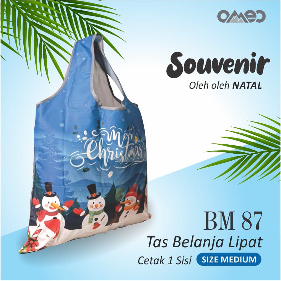 Shopping Bag Lipat Tas Belanja Totebag Lipat Full Printing CHRISTMAS Waterproof Medium Limited OMEO BM 87