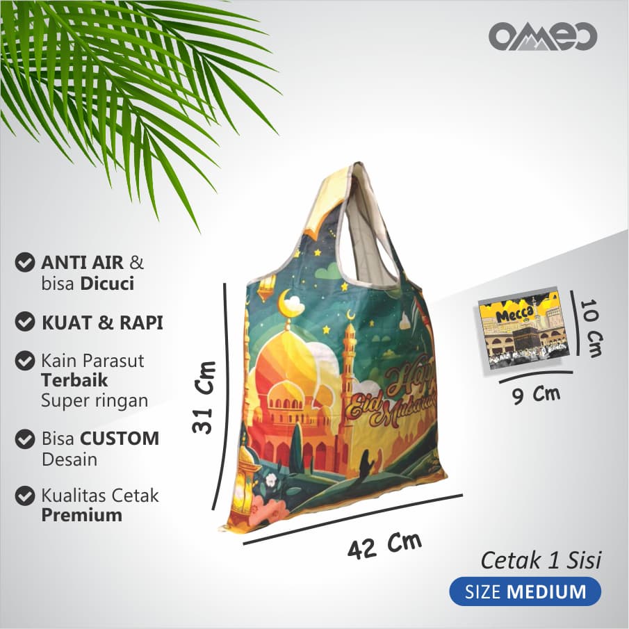 Tas Belanja Lipat / Shopping Bag Full Ptinting EDISI LEBARAN IDUL FITRI Limited Edition size MEDIUM OMEO BM 105