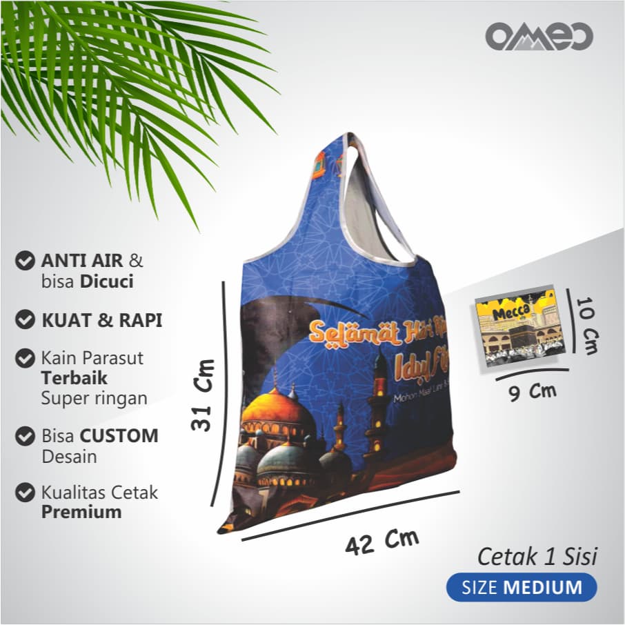 Tas Belanja Lipat / Shopping Bag Full Ptinting EDISI LEBARAN IDUL FITRI Limited Edition size MEDIUM OMEO BM 106