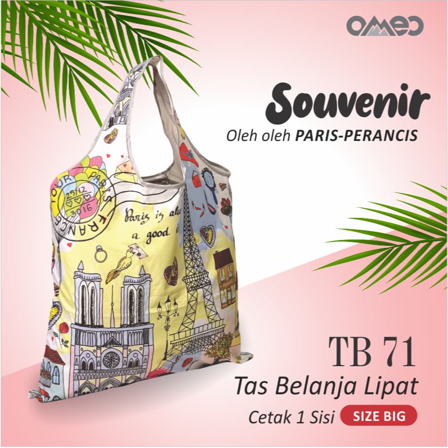 Tas Belanja Lipat / Shopping Bag Full Printing  merry christmas Limited Edition size BIG PARIS OMEO TB 71