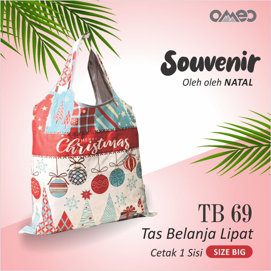 Tas Belanja Lipat / Shopping Bag Full Printing merry christmas Limited Edition size BIG CHRISTMAS OMEO TB 69
