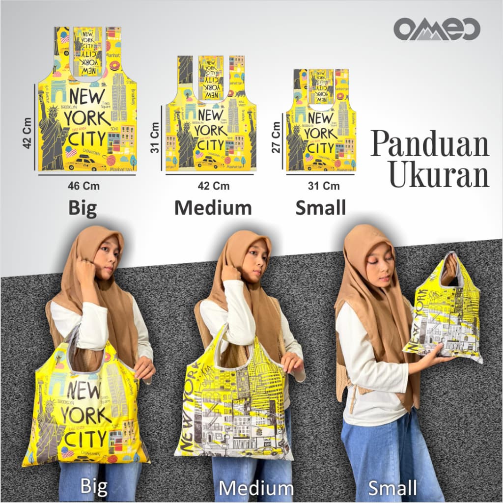 Shopping Bag Lipat Tas Belanja Totebag Lipat Full Printing Waterproof SMALL Limited Marry Christmas OMEO SK 86
