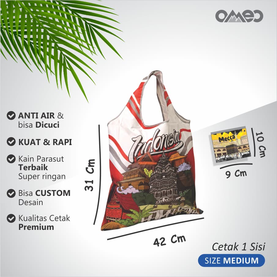 Tas Belanja Lipat Shopping Bag Totebag Full Printing INDONESIA Limited Edition size MEDIUM OMEO BM 25