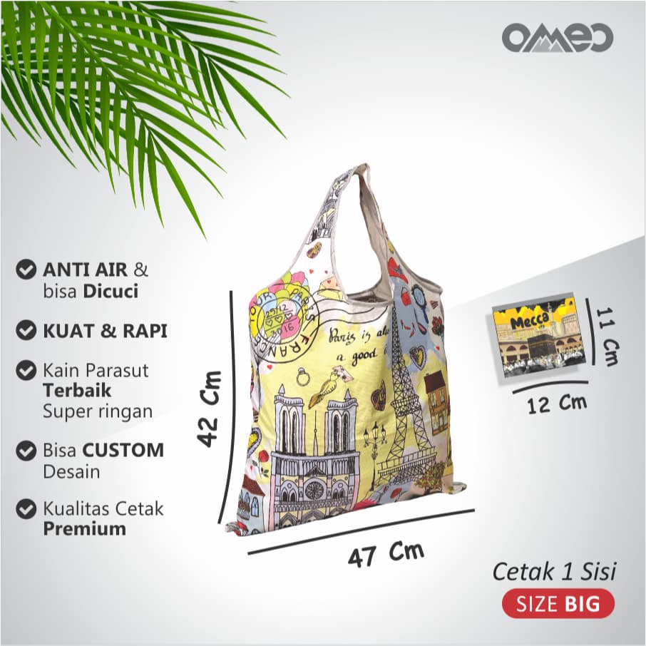 Tas Belanja Lipat / Shopping Bag Full Printing  merry christmas Limited Edition size BIG PARIS OMEO TB 71