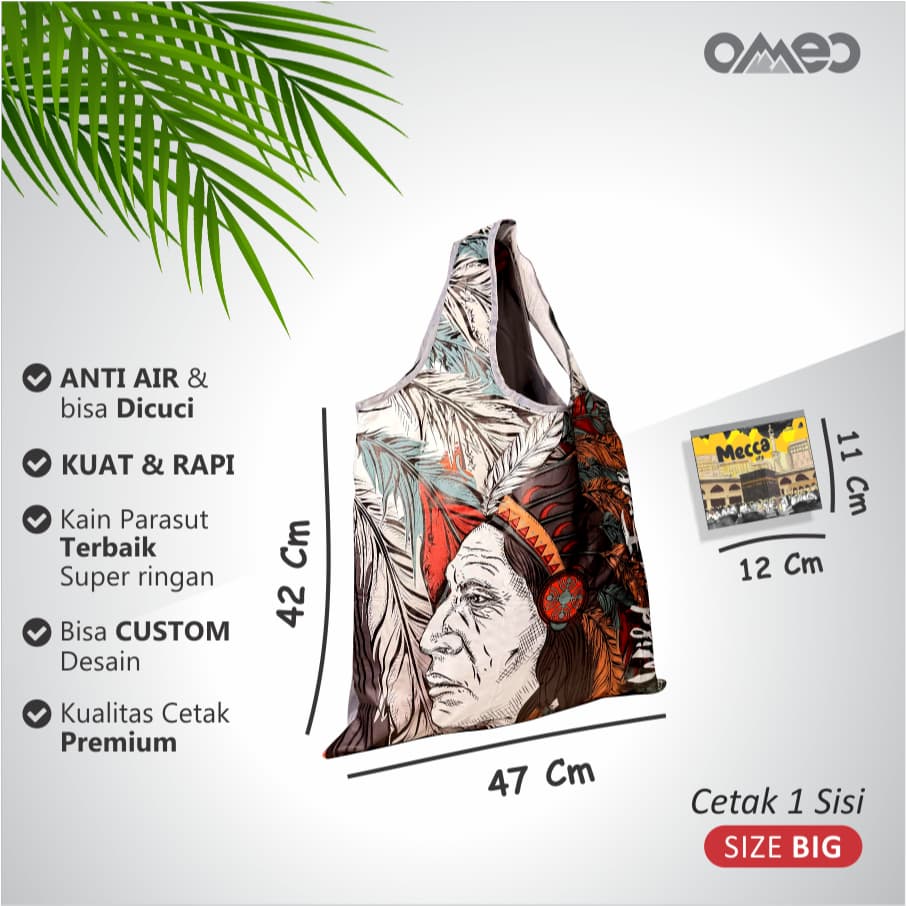 Tas Belanja Lipat / Shopping Bag Full Printing INDIAN Limited Edition size BIG OMEO TB 11