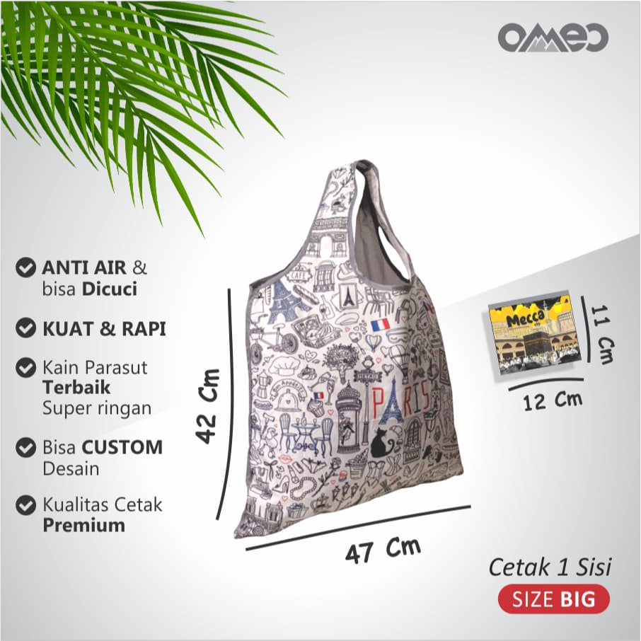 OMEO Tas Belanja Lipat Shopping Bag Motif Paris Size Big TB 66