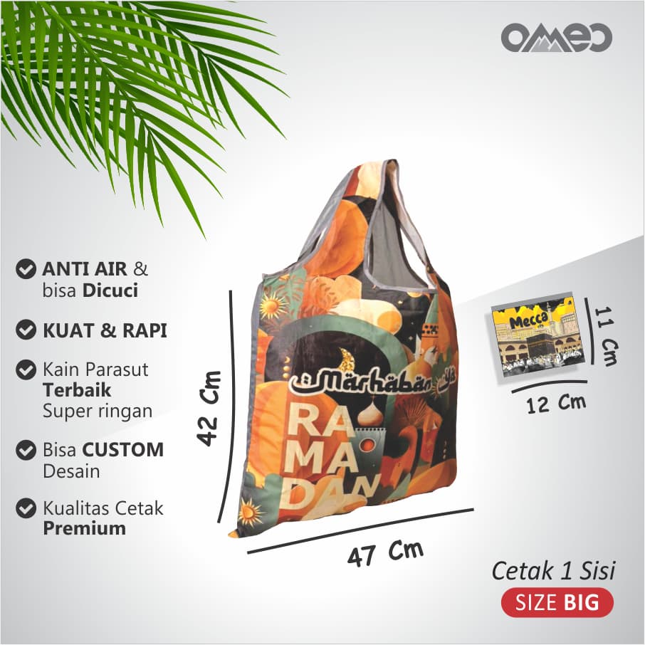 OMEO Tas Belanja Lipat Shopping Bag Motif Ramadhan Umroh Size Big TB 78