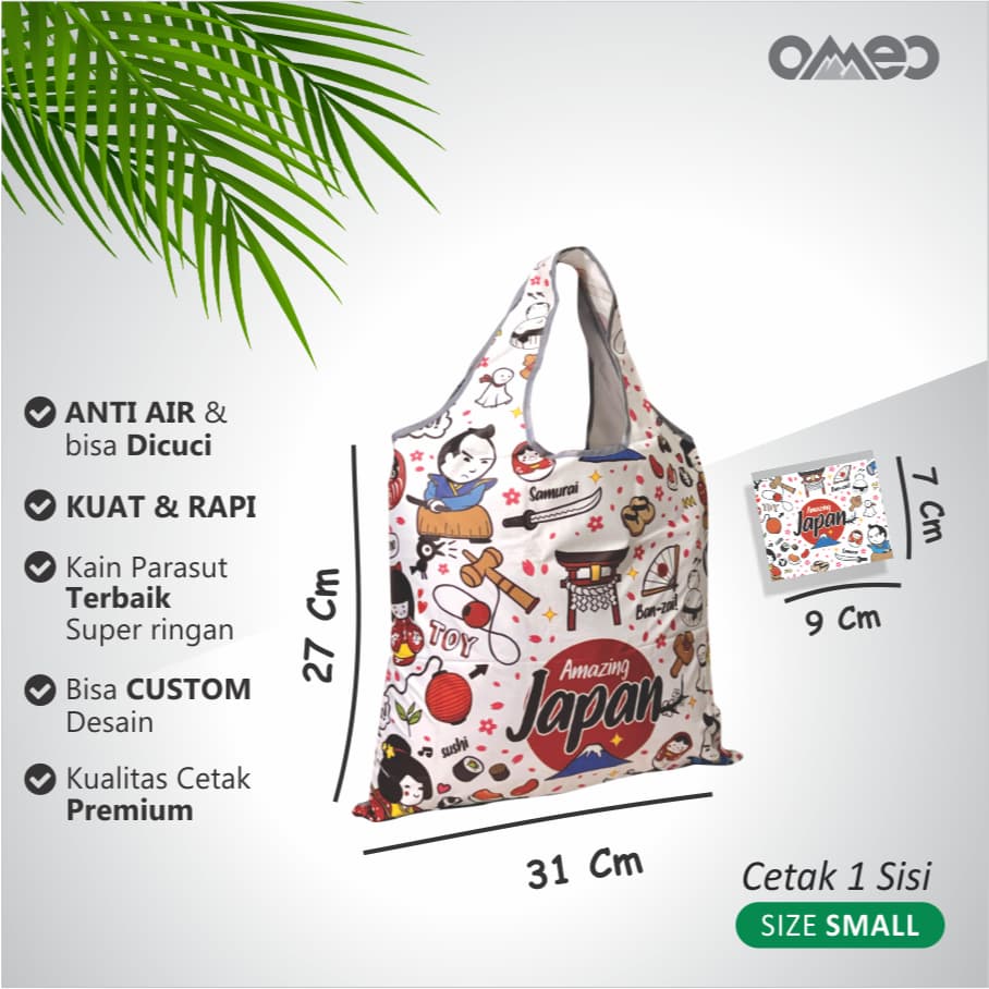 OMEO Tas Belanja Lipat Shopping Bag Motif JAPAN Size Small Limited SK 55