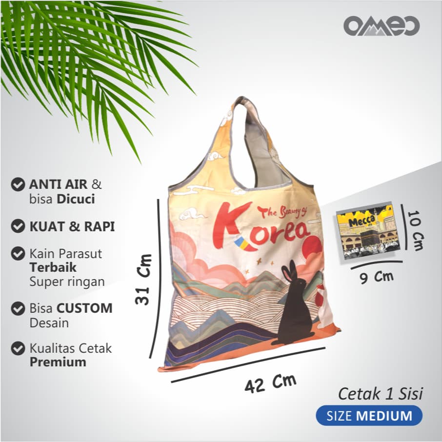 OMEO Tas Belanja Lipat Shopping Bag Motif Korea Size Medium BM 117