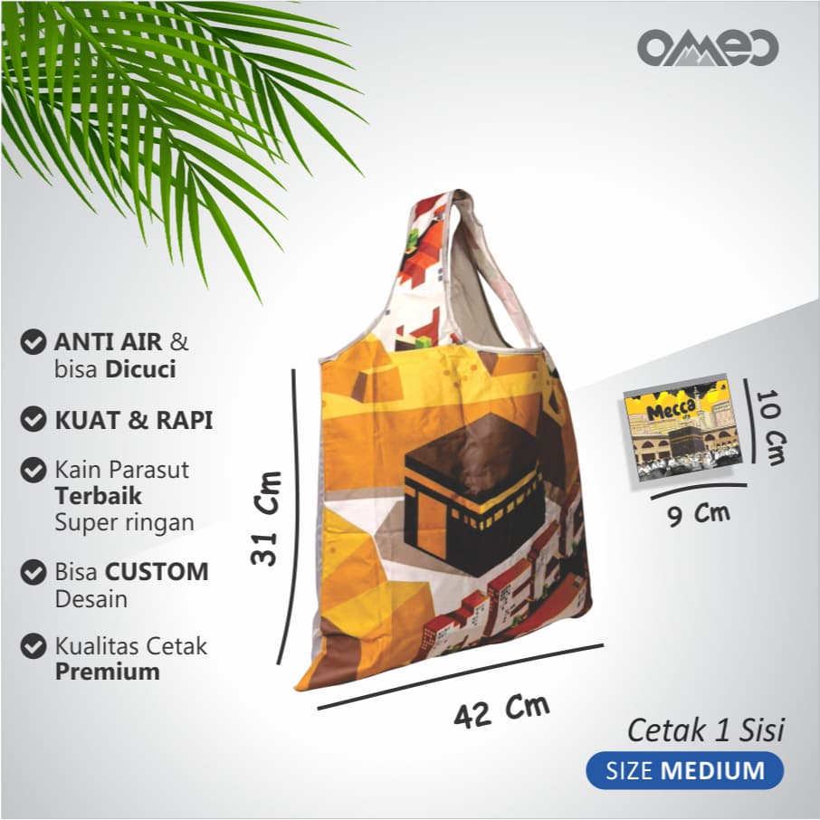 Oleh Oleh HAJI dan UMROH Souvenir Tas Belanja Lipat Size Medium BM 65