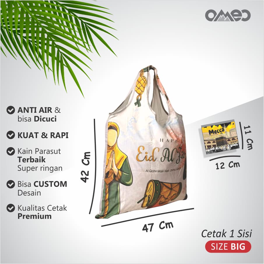Tas Belanja Lipat / Shopping Bag Full Ptinting EDISI LEBARAN IDUL FITRI Limited Edition size BIG OMEO TB 104