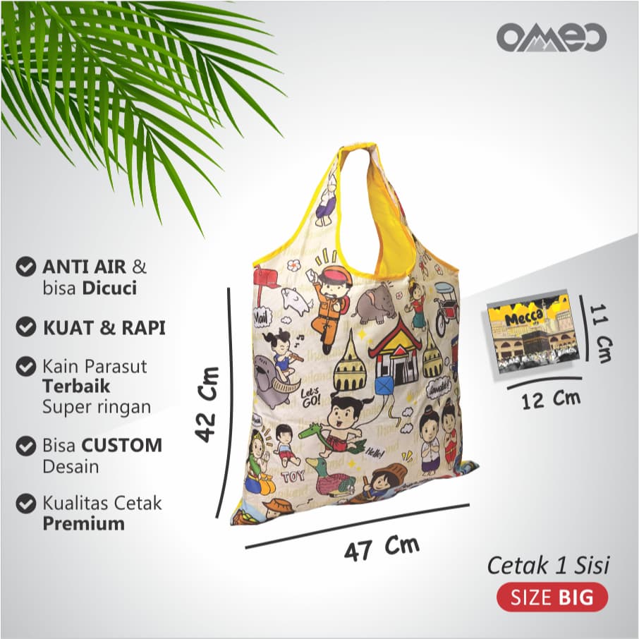 Tas Belanja Lipat / Shopping Bag Full Printing merry christmas Limited Edition size BIG THAILAND OMEO TB 70