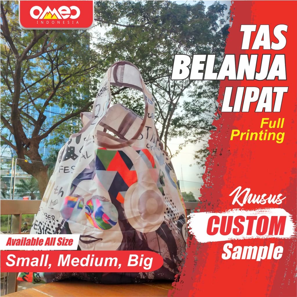 OMEO Tas Belanja Lipat Shopping Bag Custom Design Khusus Sample