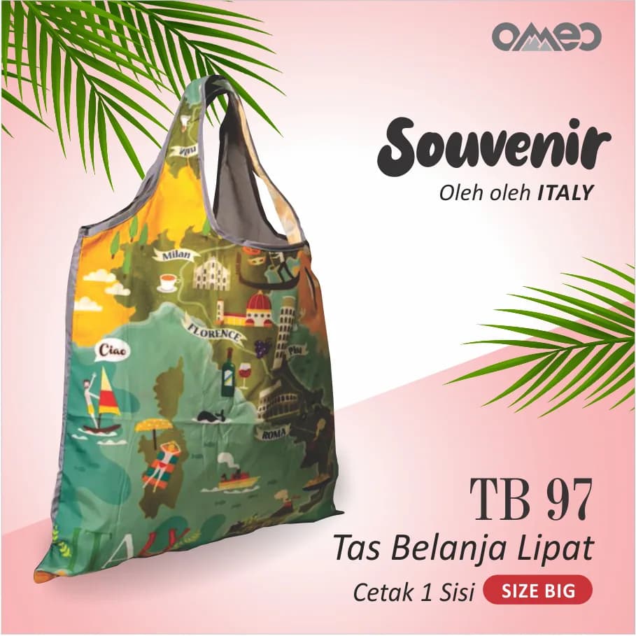 OMEO Tas Belanja Lipat Shopping Bag Motif Italy Size Big TB 97